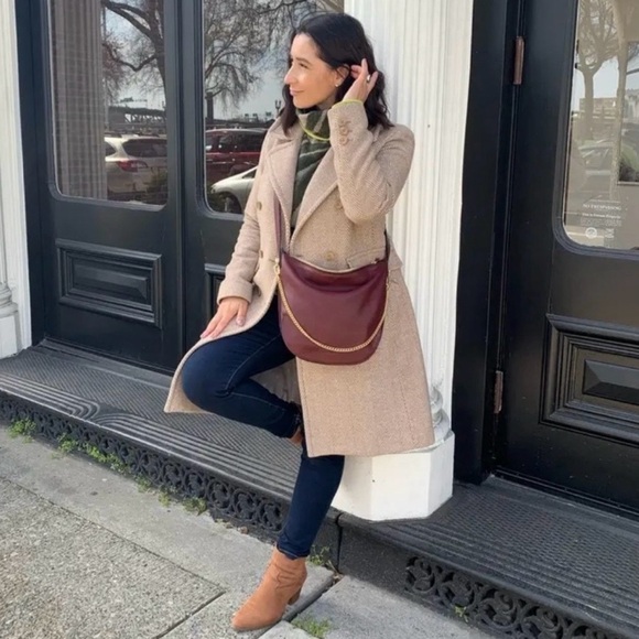 ALLSAINTS, Blake Burgundy Burnt Genuine Leather Shoulder Bag, EUC - Picture 3 of 16